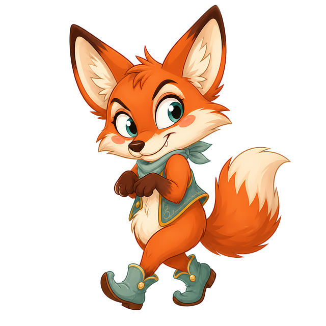 Fuchs, Tierkarikatur, Süße Stiefel