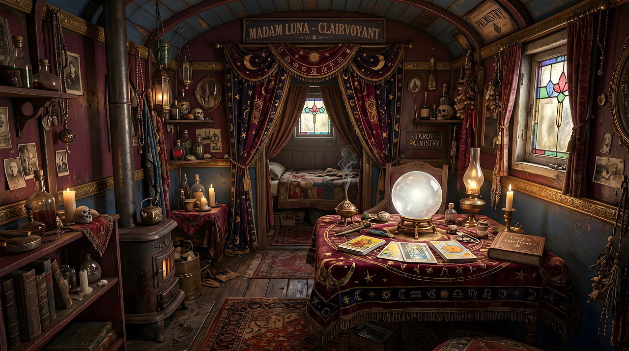 Download free HD stock image of Circus Clairvoyant Free circus clairvoyant palmistry illustration