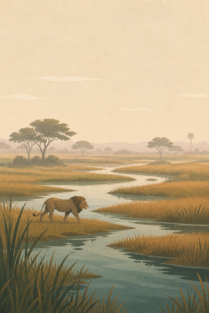 Free lion african savanna wetlands vector