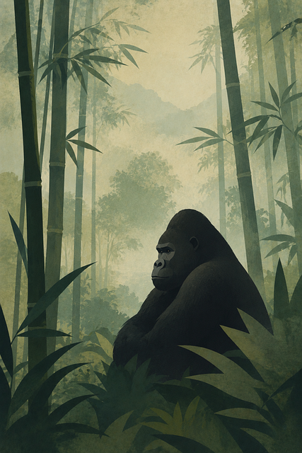 Free gorilla mountain gorilla misty forest vector