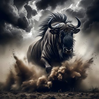 Gnu, Animal, Savana, África, Selvagem