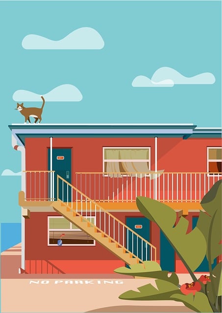 Free cat house stairs illustration