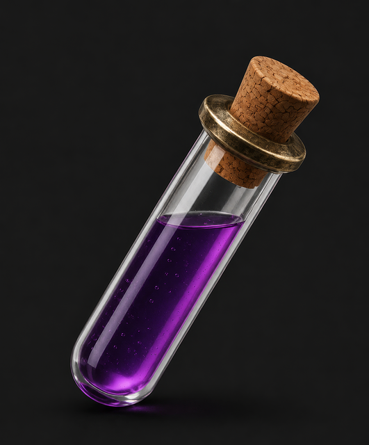 Free magic potion purple liquid glass vial illustration