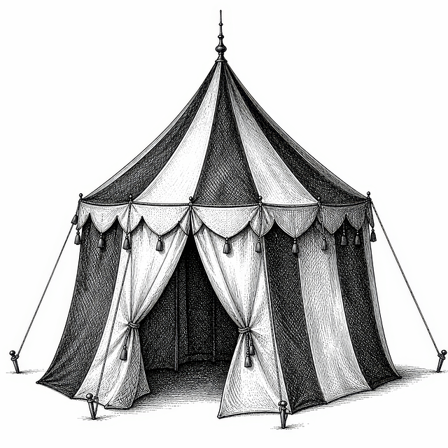 Free circus tent black and white illustration hand drawn tent illustration