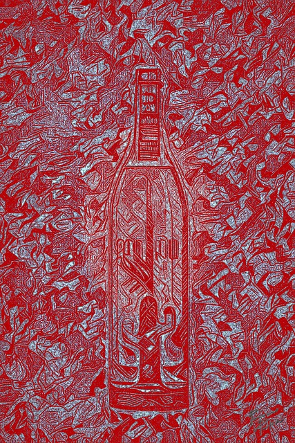 Free Woodcut Cactus Bottle illustration and picture