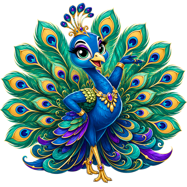 Free caricature peacock colorful illustration