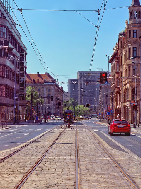 Straßenbahnschienen, Radfahrer