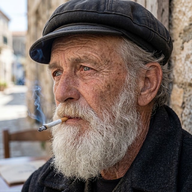 Free elderly man bearded cigarette illustration