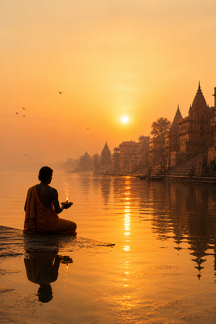 Free varanasi india ganges river vector