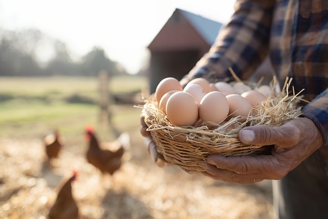 Free farmer basket egg illustration