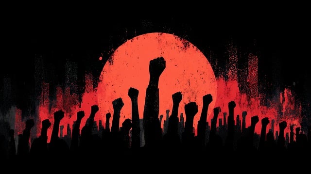 Download free HD stock image of Crowd Fist Free crowd fist silhouette illustration