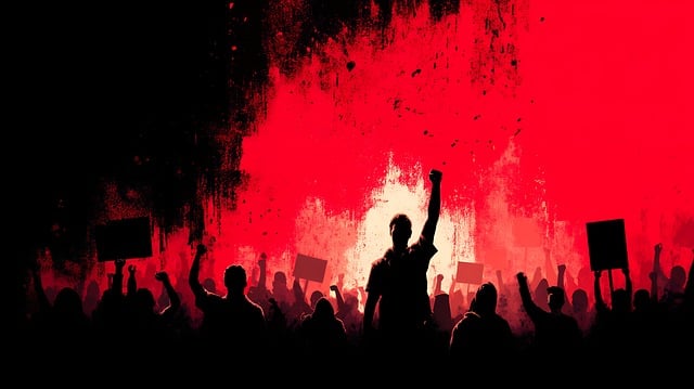 Free protest crowd silhouette illustration