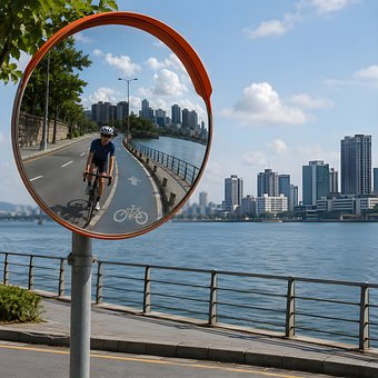 Ciclista, Espejo Convexo, Casco