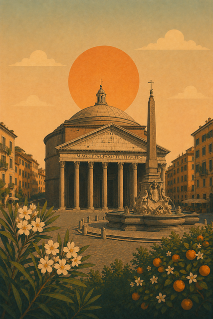 Free pantheon rome sunset illustration