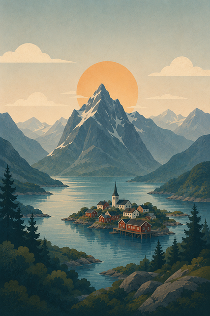 Free fjord scandinavia mountains vector