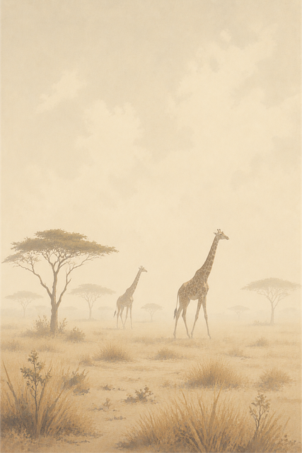 Free giraffe african savanna acacia tree vector