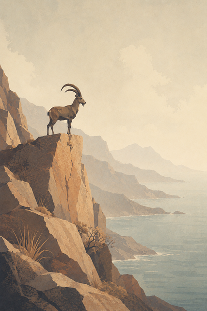 Download free HD stock image of Ibex Coastal Free ibex coastal cliff illustration