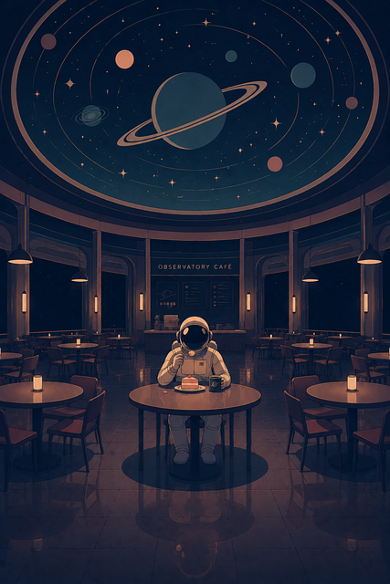 Free ai generated astronaut observatory cafe vector
