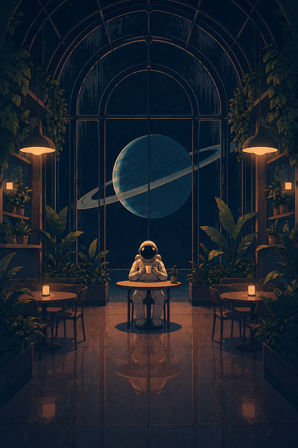 Free ai generated astronaut café vector