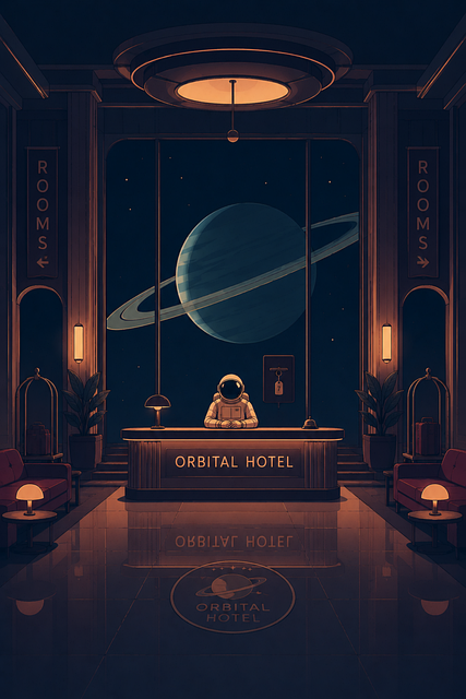Free ai generated orbital hotel astronaut receptionist vector