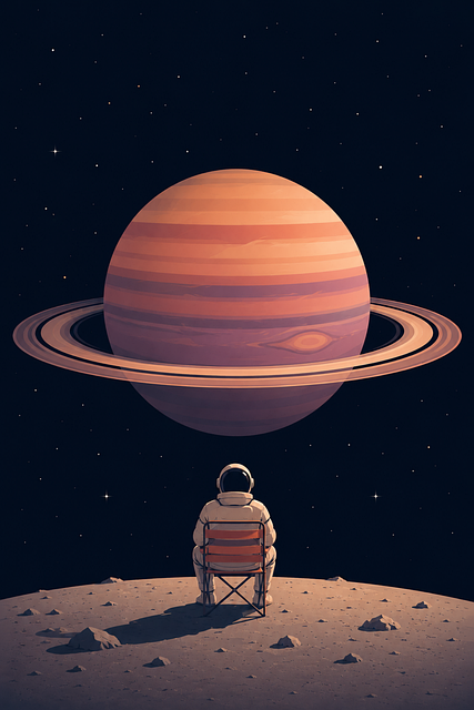 Free astronaut ringed planet moon vector