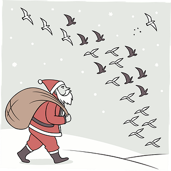 Julenissen, Tegneserie, Snø, Fugler