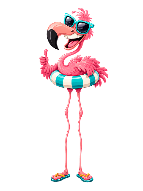 Free flamingo caricature sunglasses illustration
