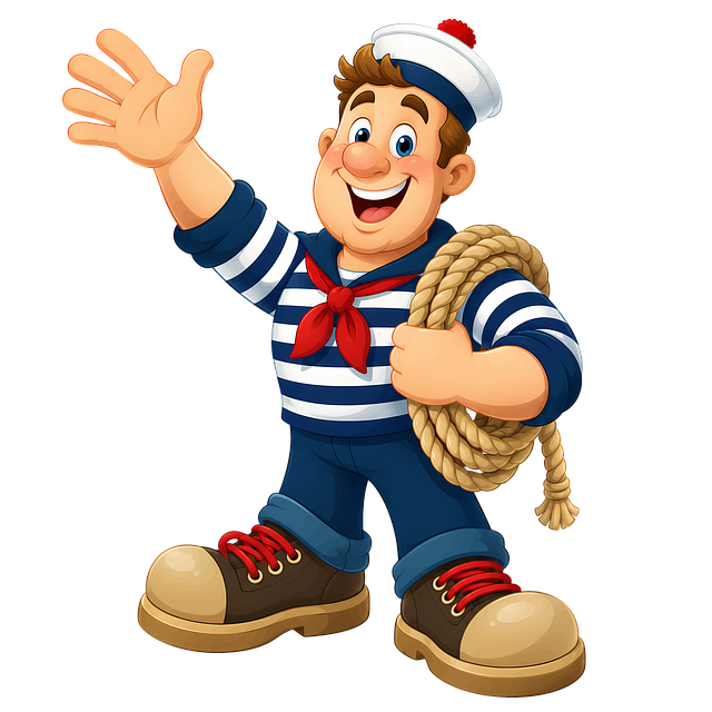 Free sailor caricature nautical character smiling sailor illustration