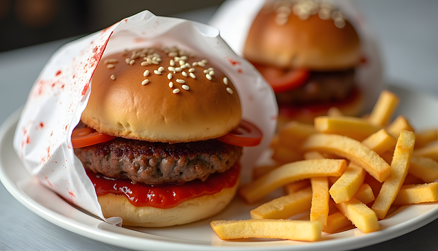 Free ai generated hamburger french fries illustration