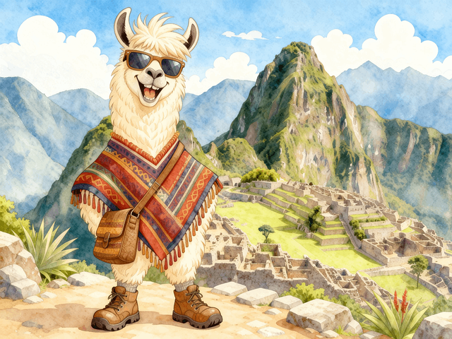 Free llama peru machu picchu illustration