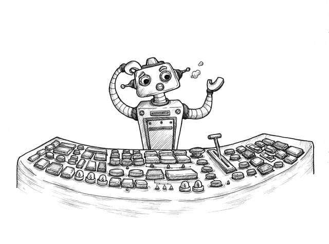 Free robot cartoon confused illustration