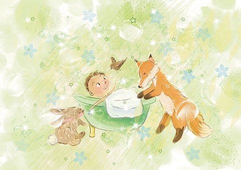 Baby, Natuur, Vos, Konijn, Vogel