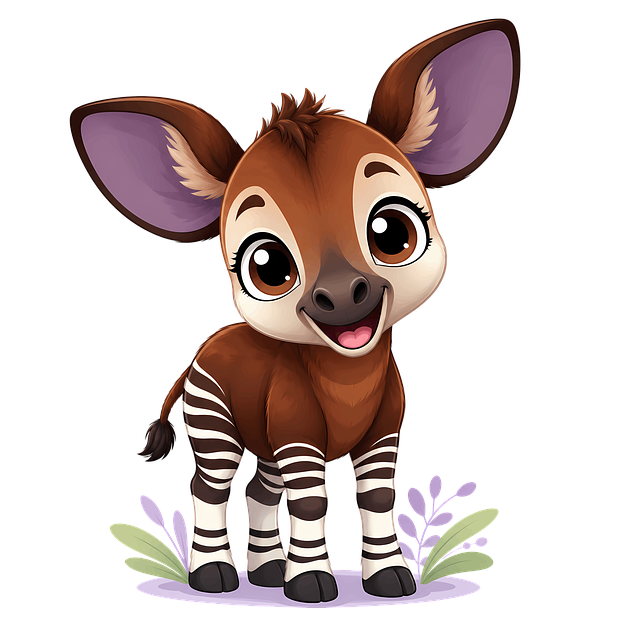 Free okapi young animal cartoon character illustration