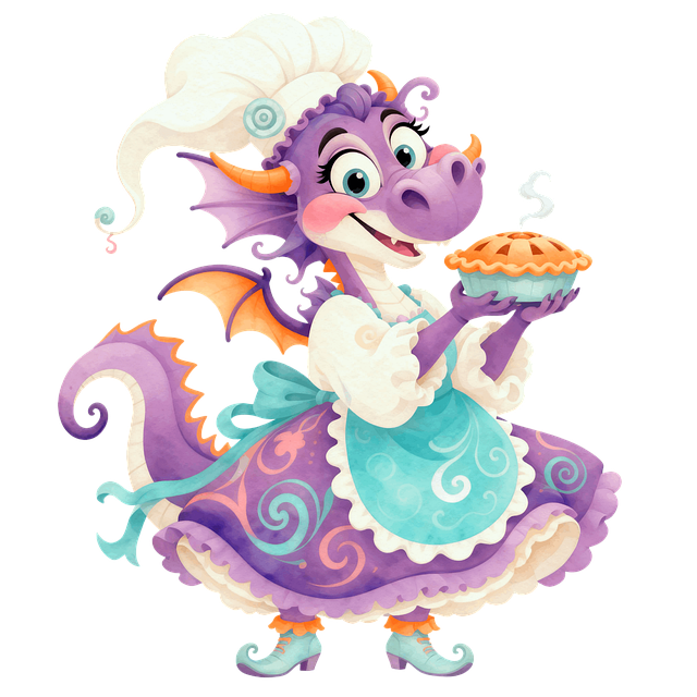 Free dragon baker funny dragon purple dragon illustration