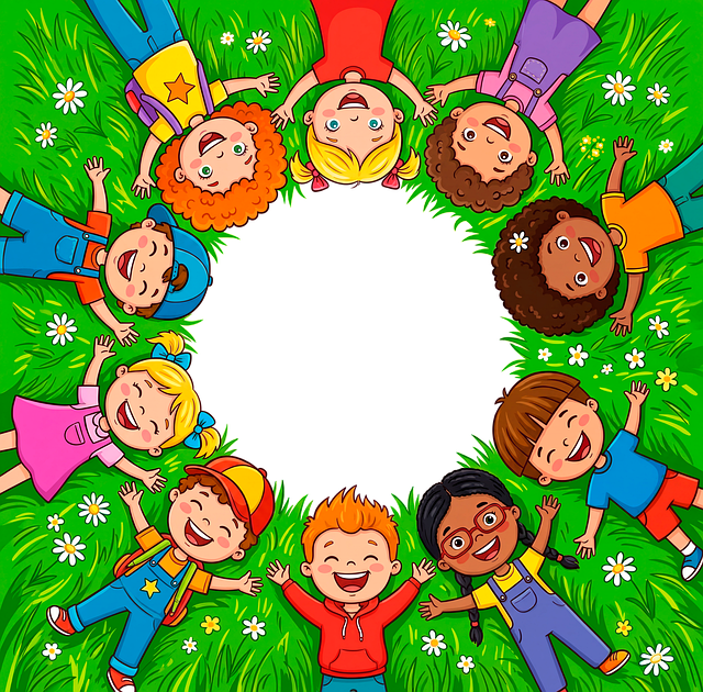 Free children's day laughing kids circle of children illustration