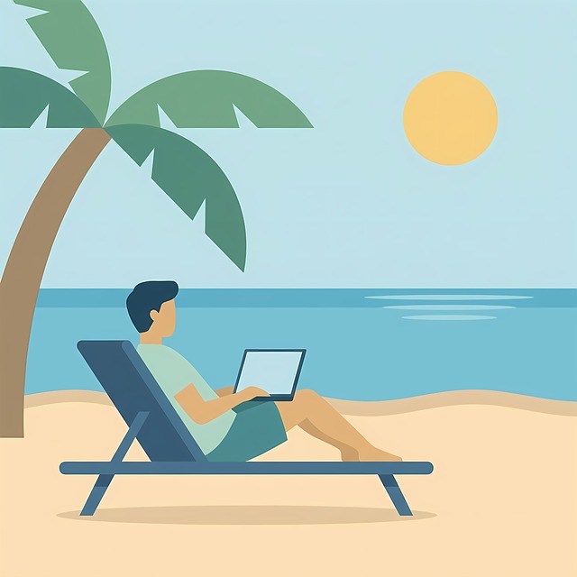 Free beach palm tree sea illustration
