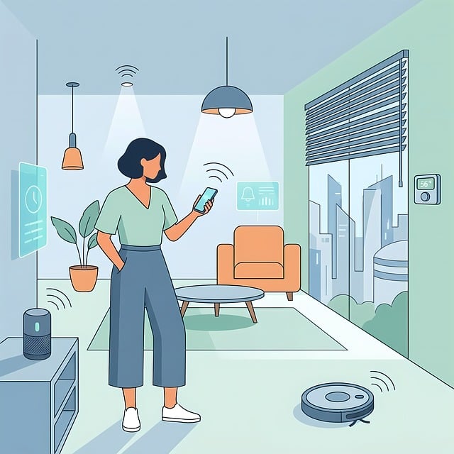 Free smart home woman smartphone illustration