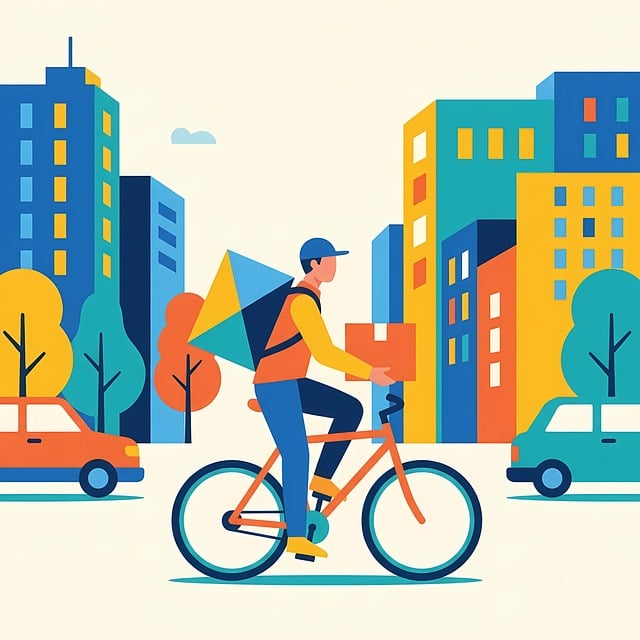 Free city cyclist modern illustration