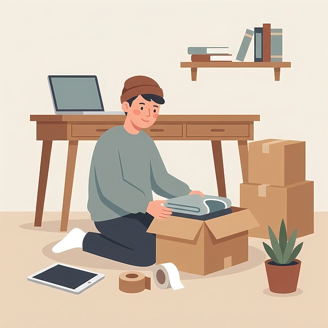 Free man nature packing boxes illustration