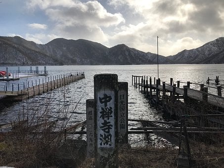 Sø, Vinterlandskab, Japan, Bjerge, Mole