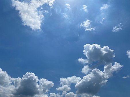 Lucht, Wolken, Zonlicht, Helder, Blauw