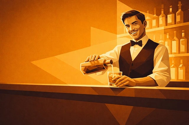 Free bartender whisky cocktail illustration
