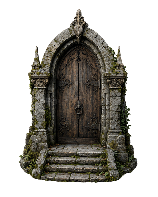 Free medieval gate gothic arch fantasy doorway illustration