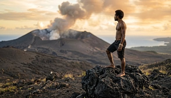 Free Volcano Sunset illustration and picture