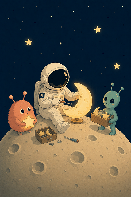 Free astronaut aliens moon illustration