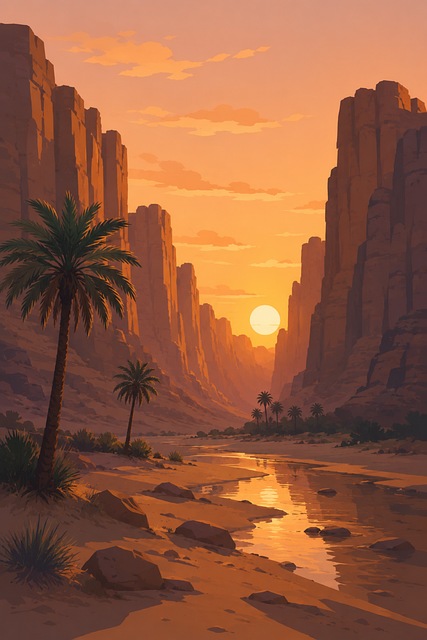 Free wadi al disah sunset nature vector
