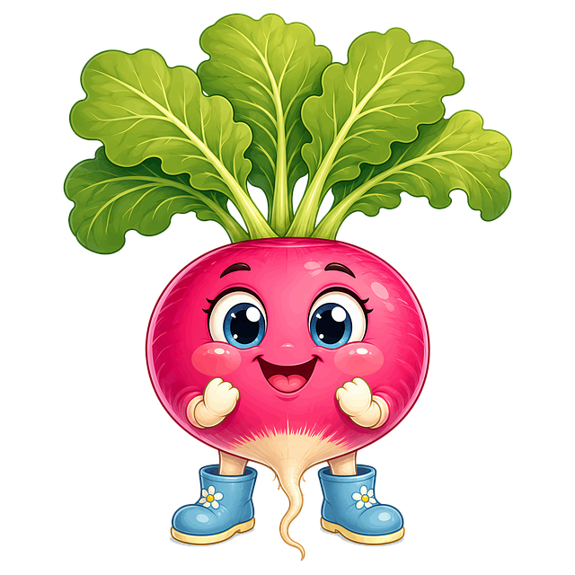 Free radish cute vegetable smiling illustration