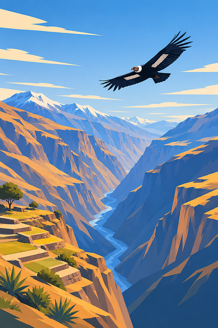 Free colca canyon peru condor vector