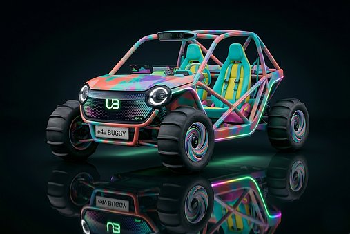 Coche, 3D, Coche De Concepto, Colorido