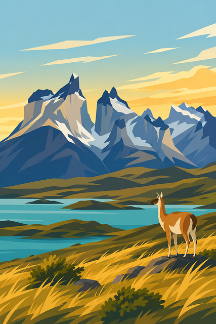 Free patagonia torres del paine chilean andes vector